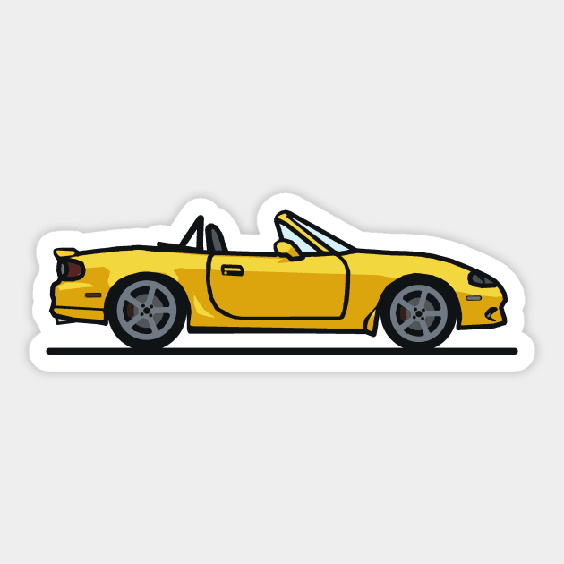 Mazda Mazdaspeed Miata Yellow Hardtop Sticker by antipc